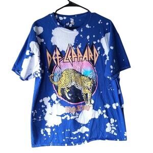 Def Leppard Vintage Style High N Dry Tie Dye Tiger Graphic Unisex T Shirt M Blue